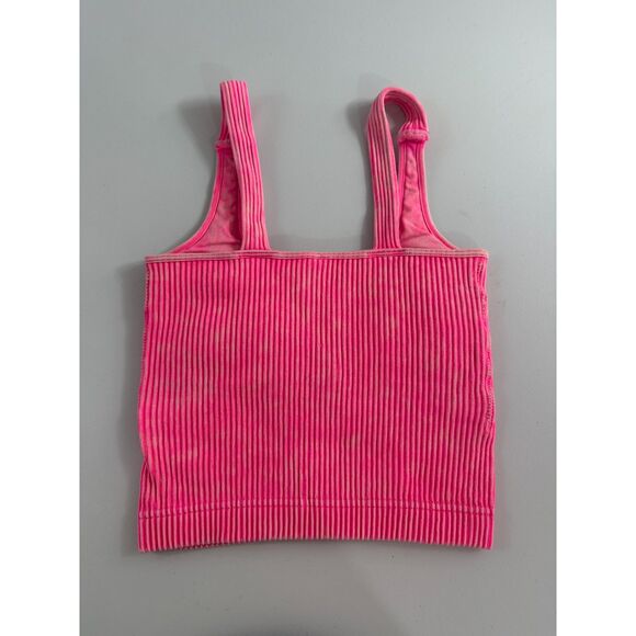Zenana Women's Hot Pink Ribbed Tank Top Shelf Bra Removable Pads Size S / M - Picture 3 of 9